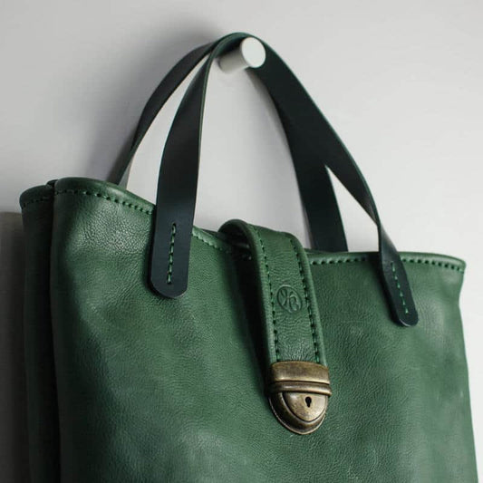 Green Italian Leather Tote Bag