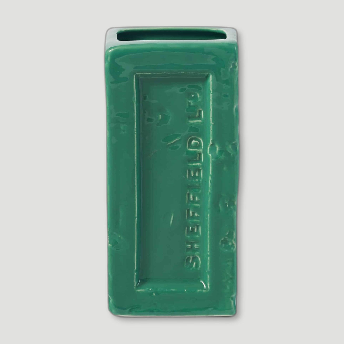 Front view of Green Sheffield Brick Vase from Stolen Form - British Made Vases & Homeware