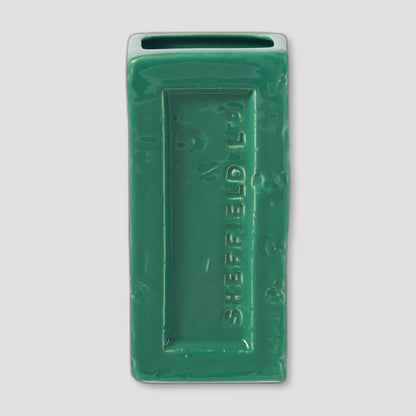 Front view of Green Sheffield Brick Vase from Stolen Form - British Made Vases & Homeware