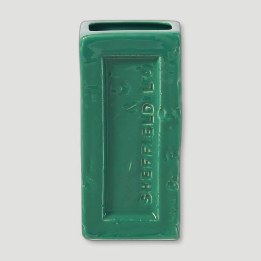 Front view of Green Sheffield Brick Vase from Stolen Form - British Made Vases & Homeware
