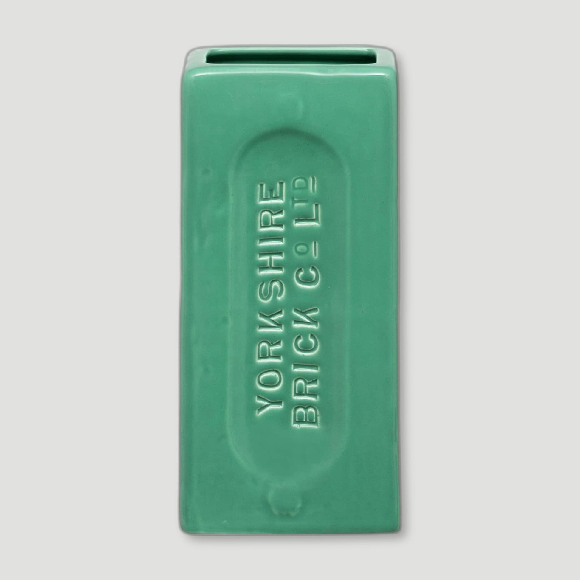 Front view of Green Yorkshire Brick Vase from Stolen Form - British Made Vases & Homeware