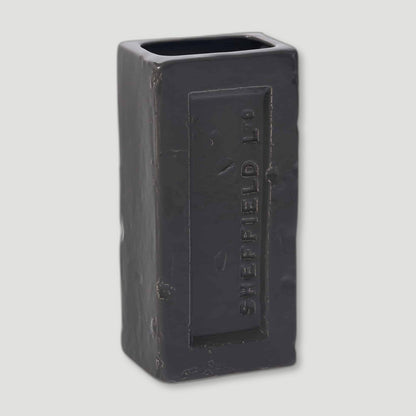 Angled view of Grey Sheffield Brick Vase from Stolen Form - British Made Vases & Homeware