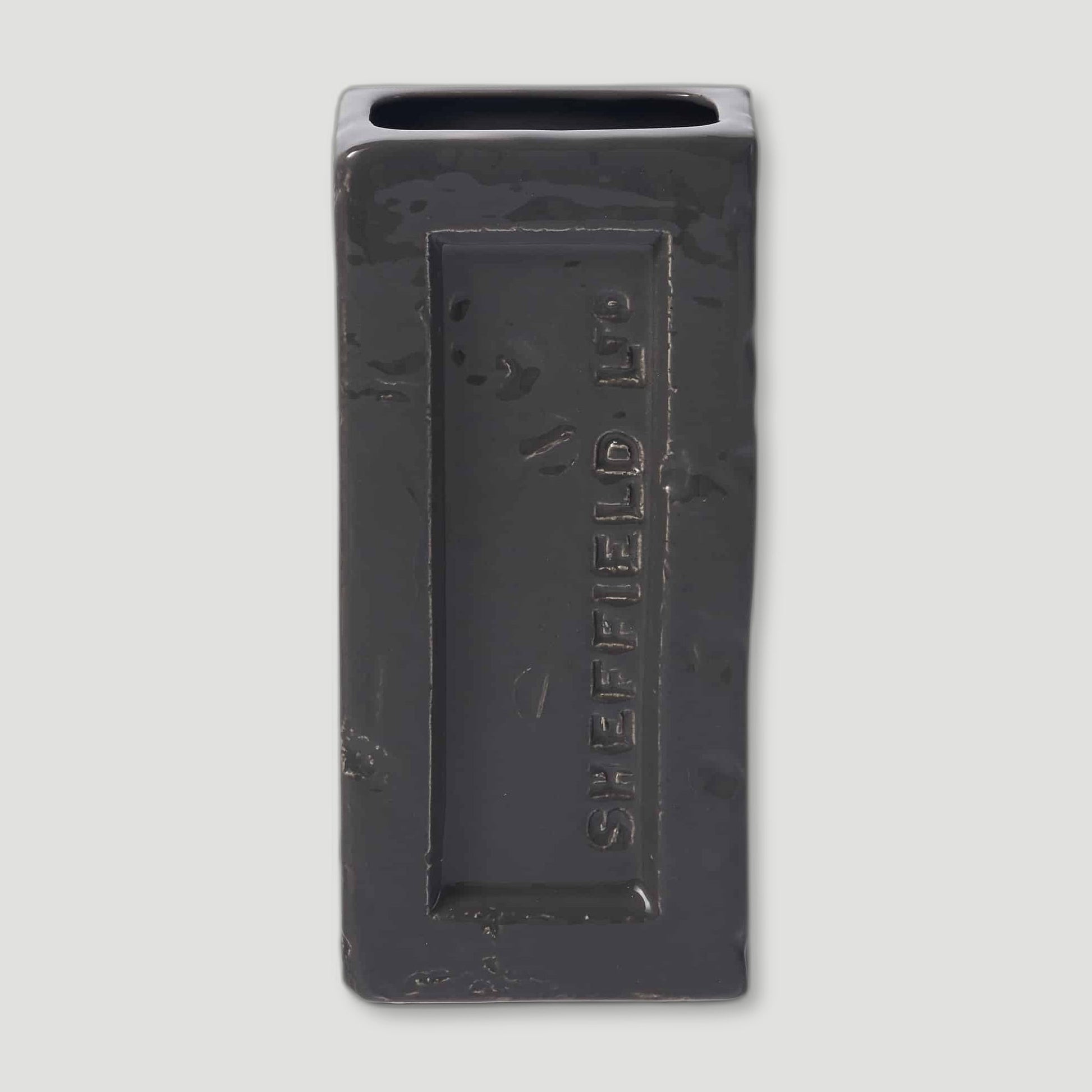 Front view of Grey Sheffield Brick Vase from Stolen Form - British Made Vases & Homeware