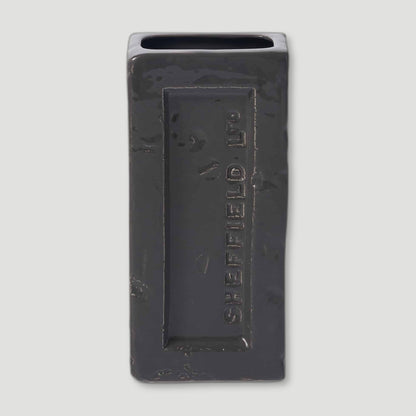 Front view of Grey Sheffield Brick Vase from Stolen Form - British Made Vases & Homeware