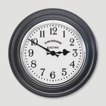 Front view of Hooton Grey Factory Clock Arabic Numerals from Synchronome Clocks - British Made Wall Clocks