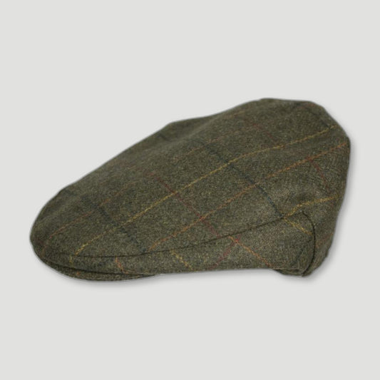 Hunter Tweed Cap - Green Check from Oxford Blue - British Made Waxed Jackets