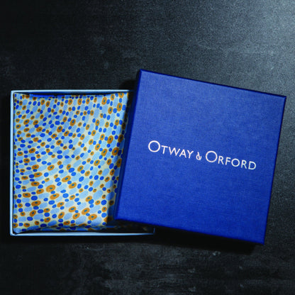 Infinity Silk Pocket Square - Blue, Gold & White