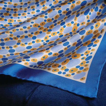 Infinity Silk Pocket Square - Blue, Gold & White