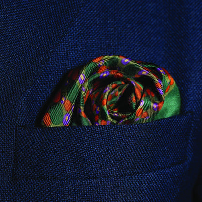 Infinity Silk Pocket Square - Green, Orange & Purple