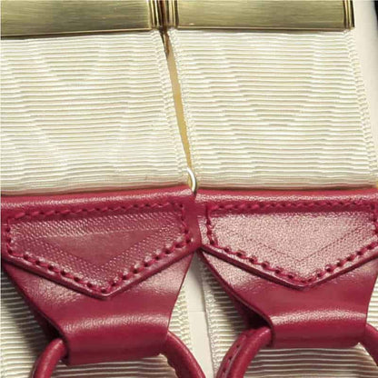 Ivory Moire Braces with Red Leather