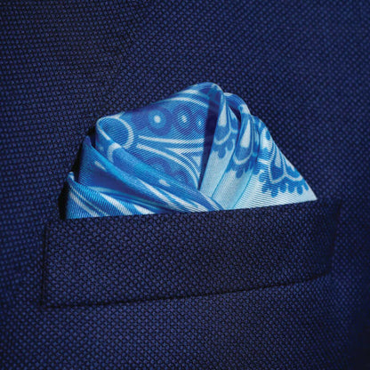 Kaleidoscope Silk Pocket Square - Turquoise