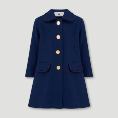 Front view of Kensington Girls Coat - Special Edition - Starry Night Navy Blue from Brittanical London - British Made Children's Coats