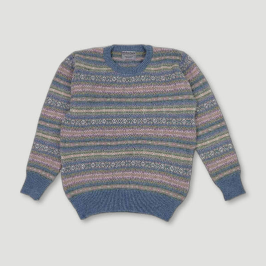 Ladies Harvest Fair Isle - Glacier from Michael Ross - British Made Wool Jumpers