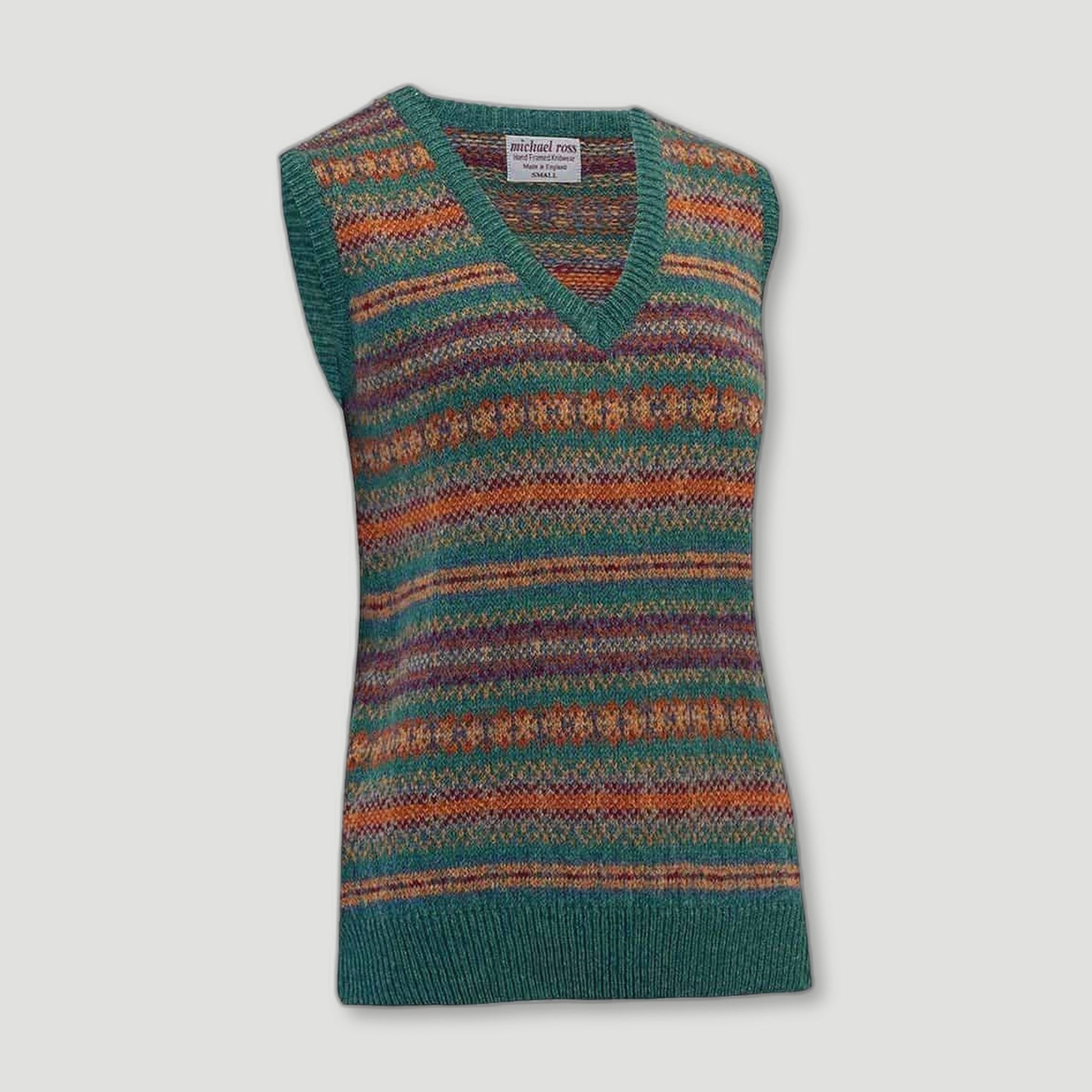 Ladies Harvest Fair Isle Slip - Kingfisher from Michael Ross - British Made Wool Jumpers