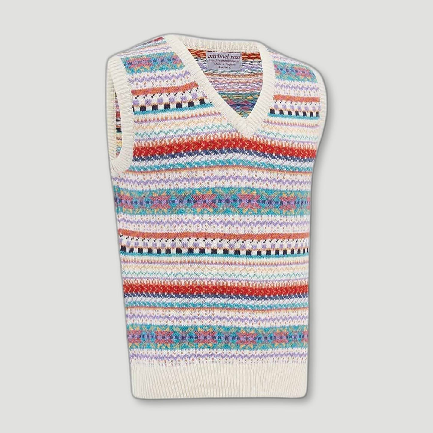 Ladies Mountain High Fair Isle Slip - White from Michael Ross - British Made Wool Jumpers
