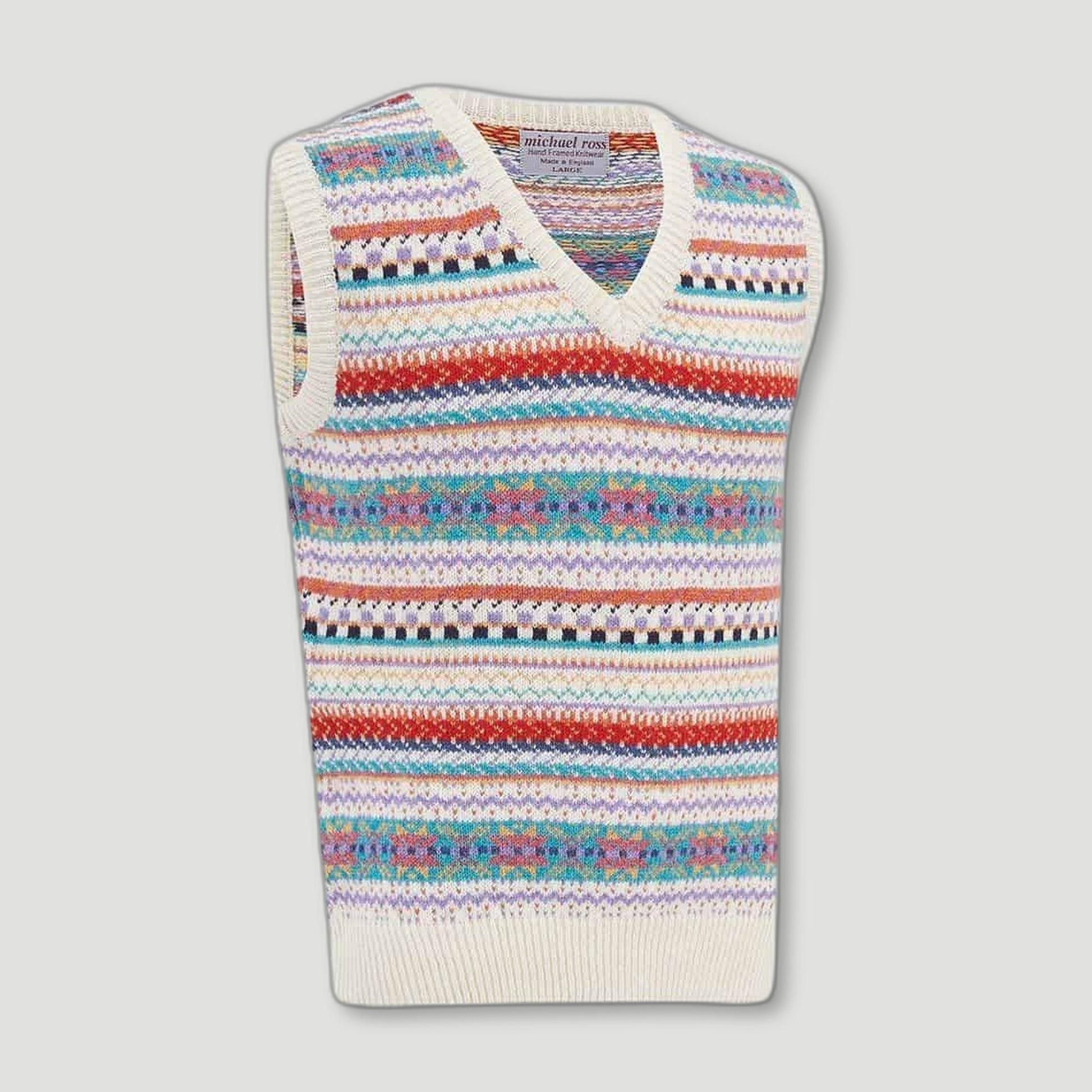 Ladies Mountain High Fair Isle Slip - White from Michael Ross - British Made Wool Jumpers