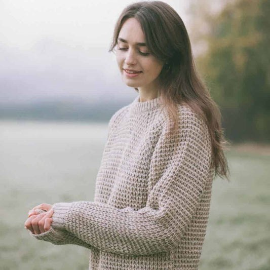 Ladies Waffle Crew Neck Jumper - Skiddaw