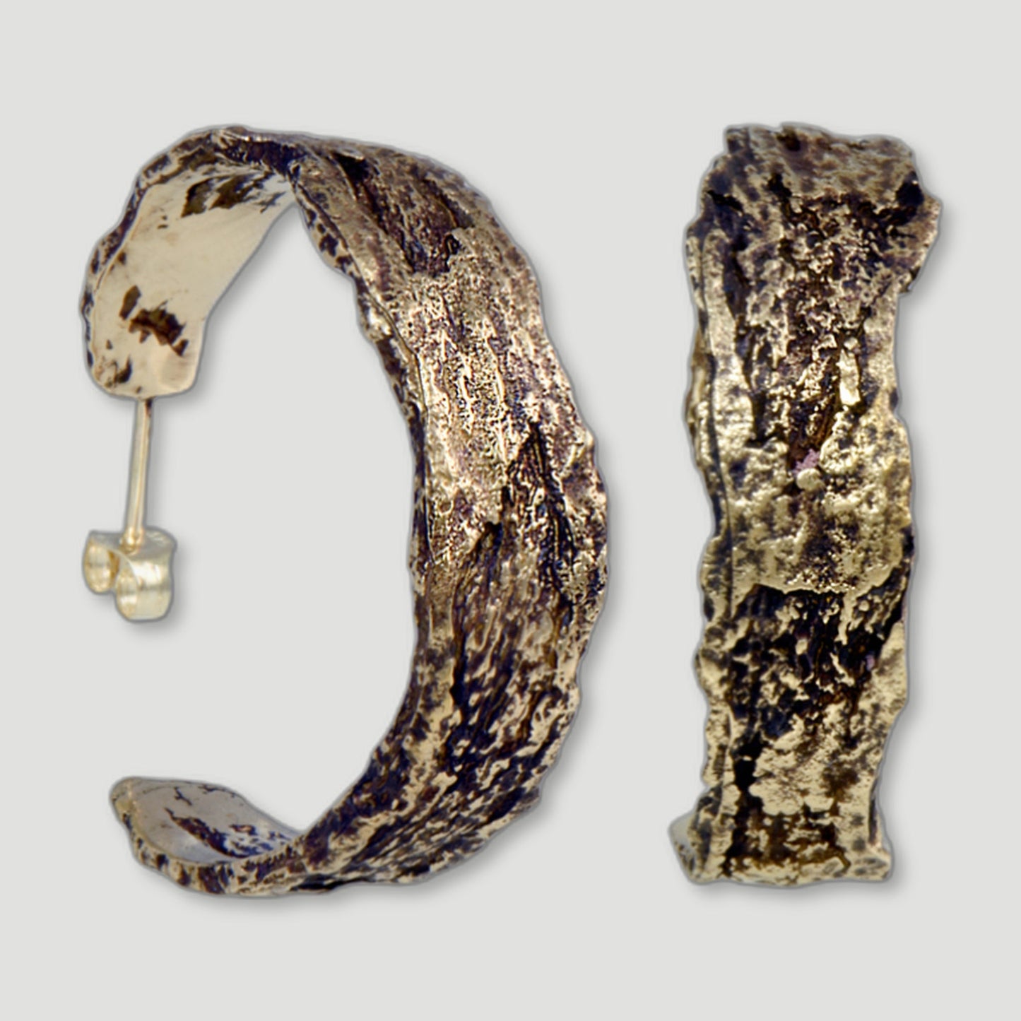 Large Bronze Bark Hoop Earrings from Issy White - British Made Women'S Jewellery