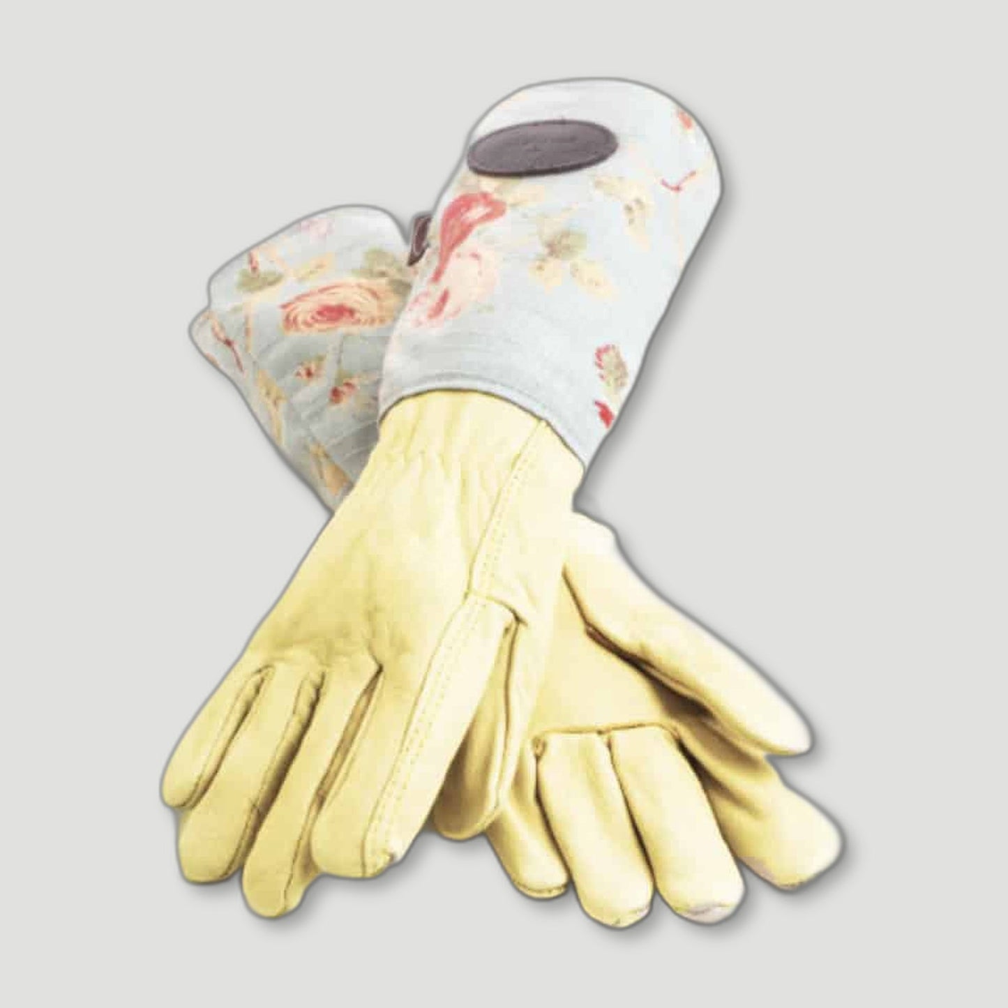 Large Floral Blue Gardening Gloves from Bradleys Tannery - British Made Gardening Gloves