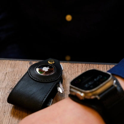 Leather AirTag Key Organiser - Chestnut Brown