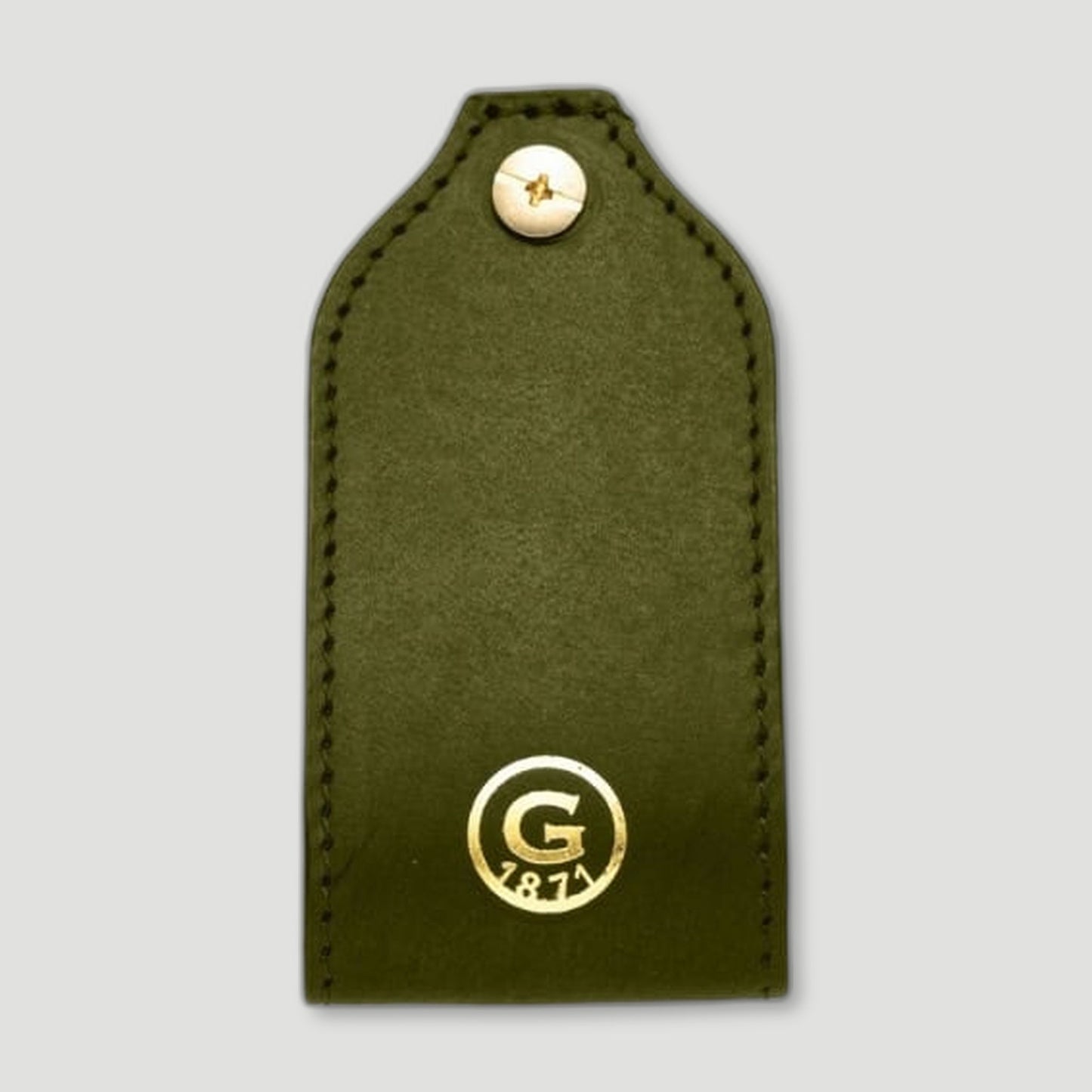 Back view of Leather AirTag Key Organiser - Olive Green from Garstin 1871 - British Made Leather Accessories