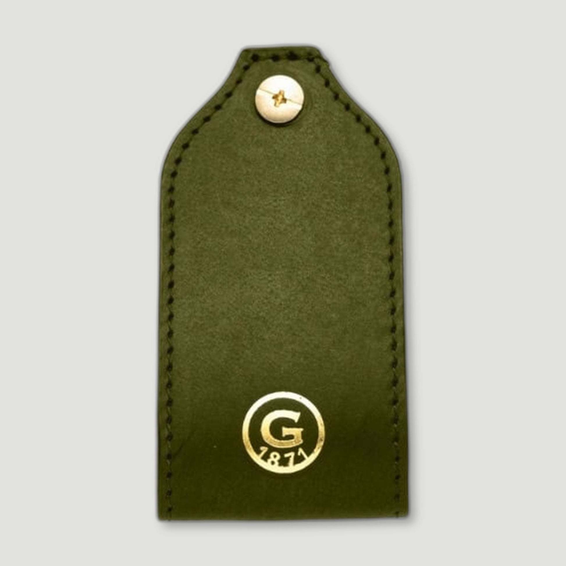 Back view of Leather AirTag Key Organiser - Olive Green from Garstin 1871 - British Made Leather Accessories