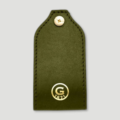 Back view of Leather AirTag Key Organiser - Olive Green from Garstin 1871 - British Made Leather Accessories