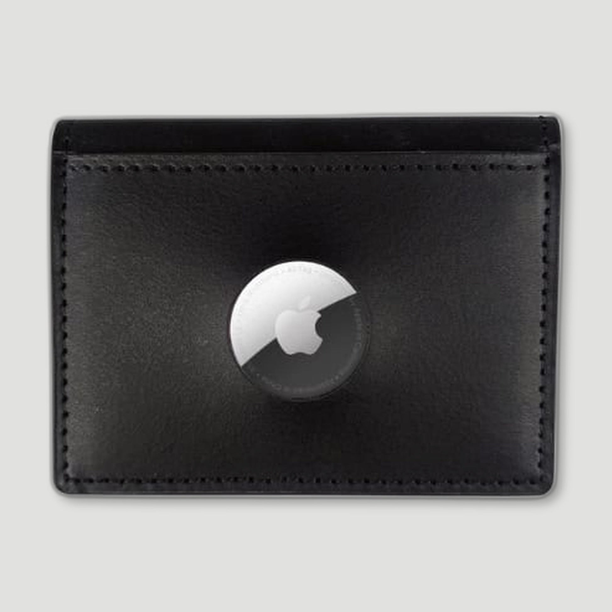 Front view of Leather AirTag Wallet - Ebony Black from Garstin 1871 - British Made Leather Accessories