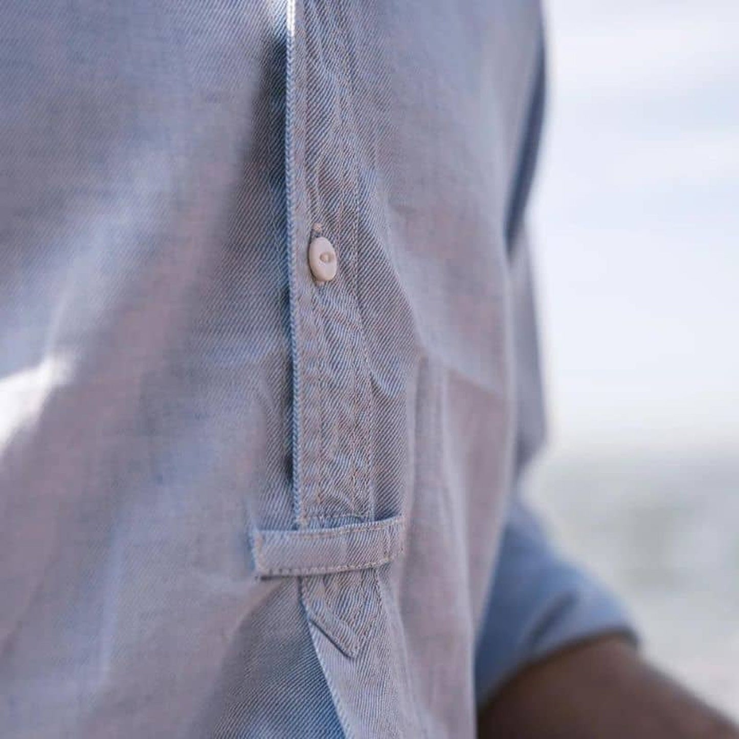 Light Blue Cotton 'Admiralty' Grandad Collar Shirt