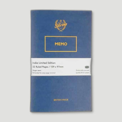 Limited Edition Blot Blue Memo Book from Silvine Originals - British Made Stationery