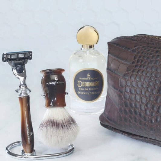 LUDLOW CARTRIDGE SHAVING SET FAUX LIGHT HORN