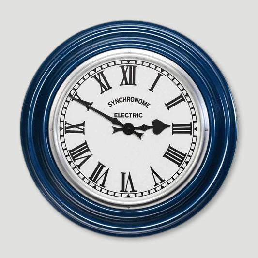 Tag detail of Maria Blue Factory Clock Roman Numerals from Synchronome Clocks - British Made Wall Clocks