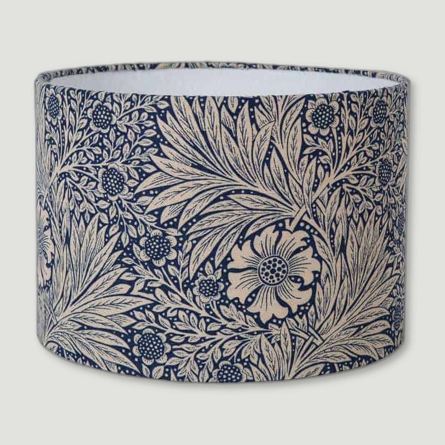 Front view of Marigold Indigo Cotton Lampshade 30cm from Green&Heath - British Made Homeware