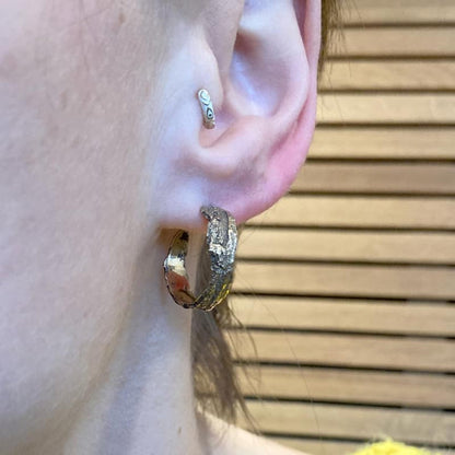 Medium Bronze Bark Hoop Earrings