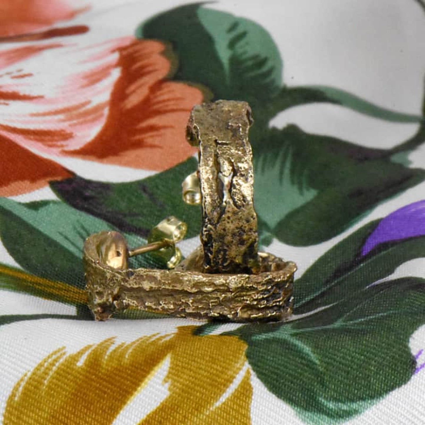 Medium Bronze Bark Hoop Earrings