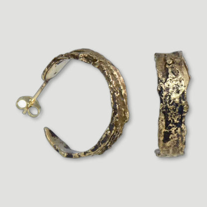 Medium Bronze Bark Hoop Earrings from Issy White - British Made Women'S Jewellery