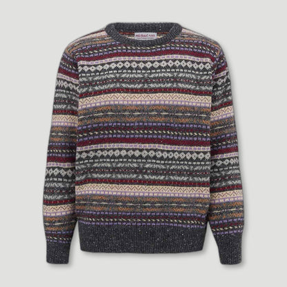 Men's Fishermans Fair Isle Crew - Unshin Donegal from Michael Ross - British Made Wool Jumpers