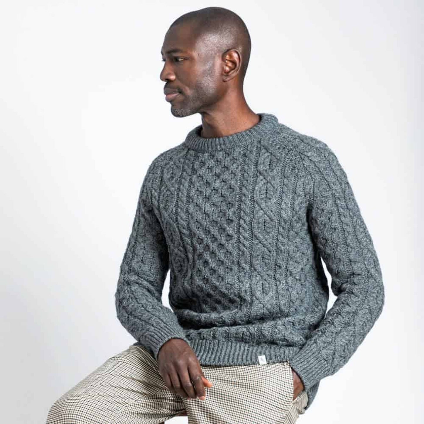 Men's Grey Hudson Aran Jumper