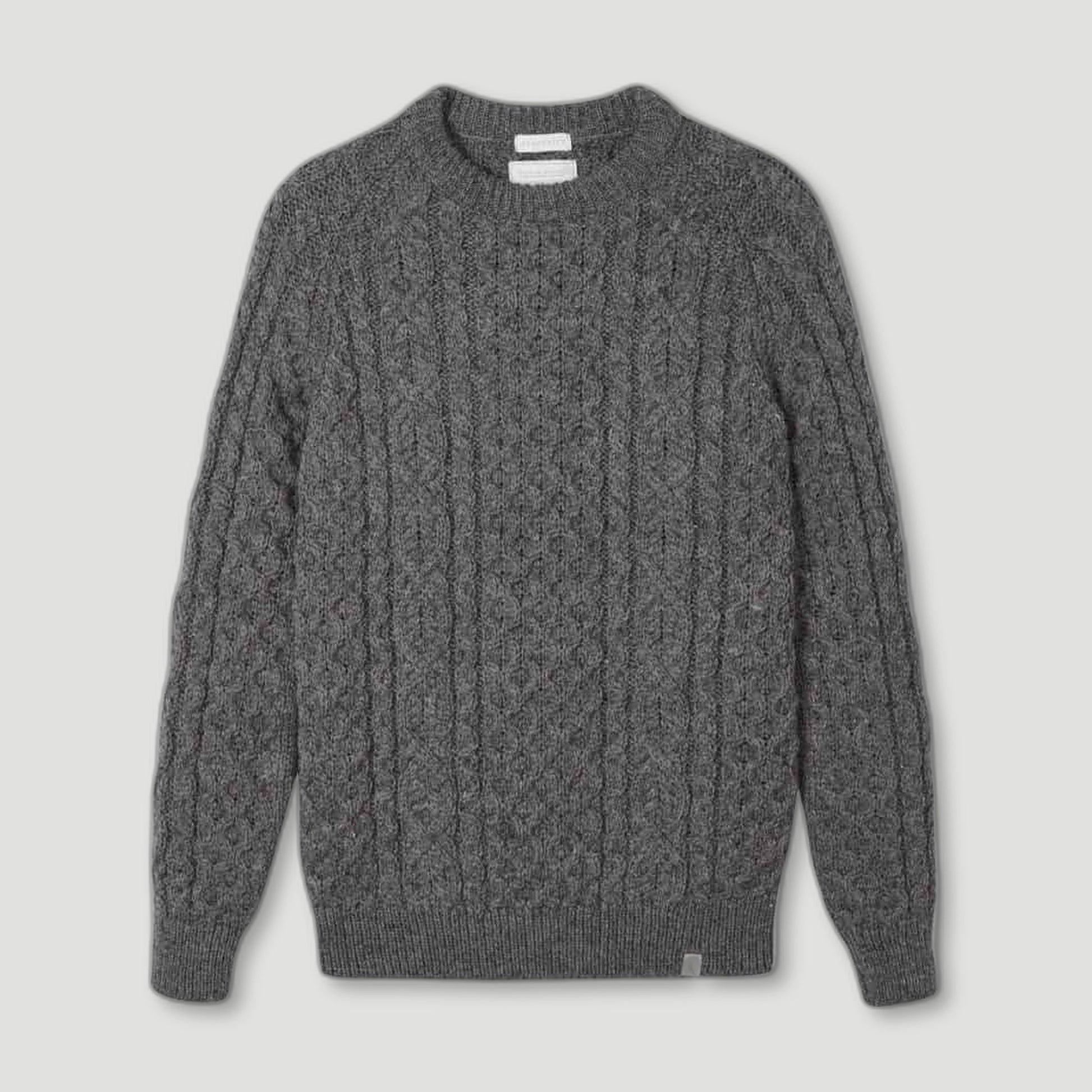 Men's Grey Hudson Aran Jumper from Peregrine Clothing - British Made Clothing