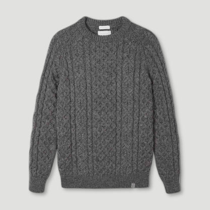 Men's Grey Hudson Aran Jumper from Peregrine Clothing - British Made Clothing