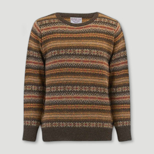 Men's Harvest Fair Isle - Bracken from Michael Ross - British Made Wool Jumpers