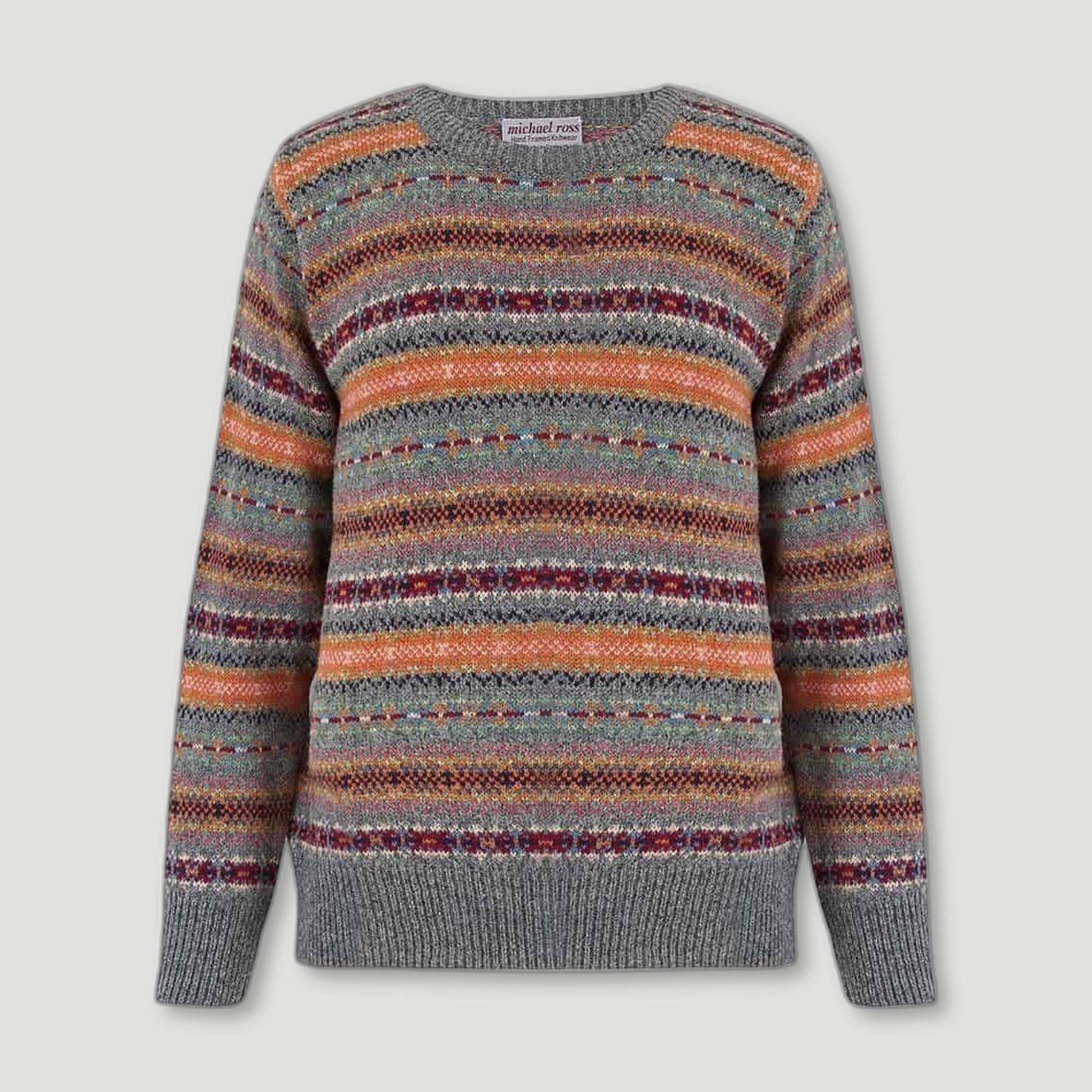 Men's Harvest Fair Isle - Flannel Grey from Michael Ross - British Made Wool Jumpers