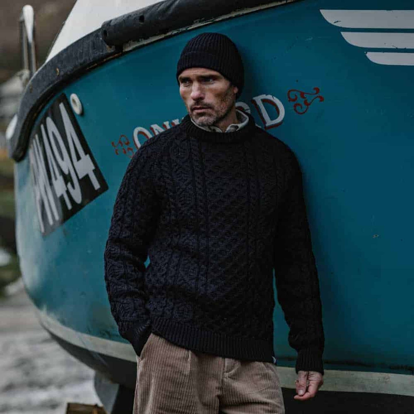 Men's Navy Hudson Aran Jumper
