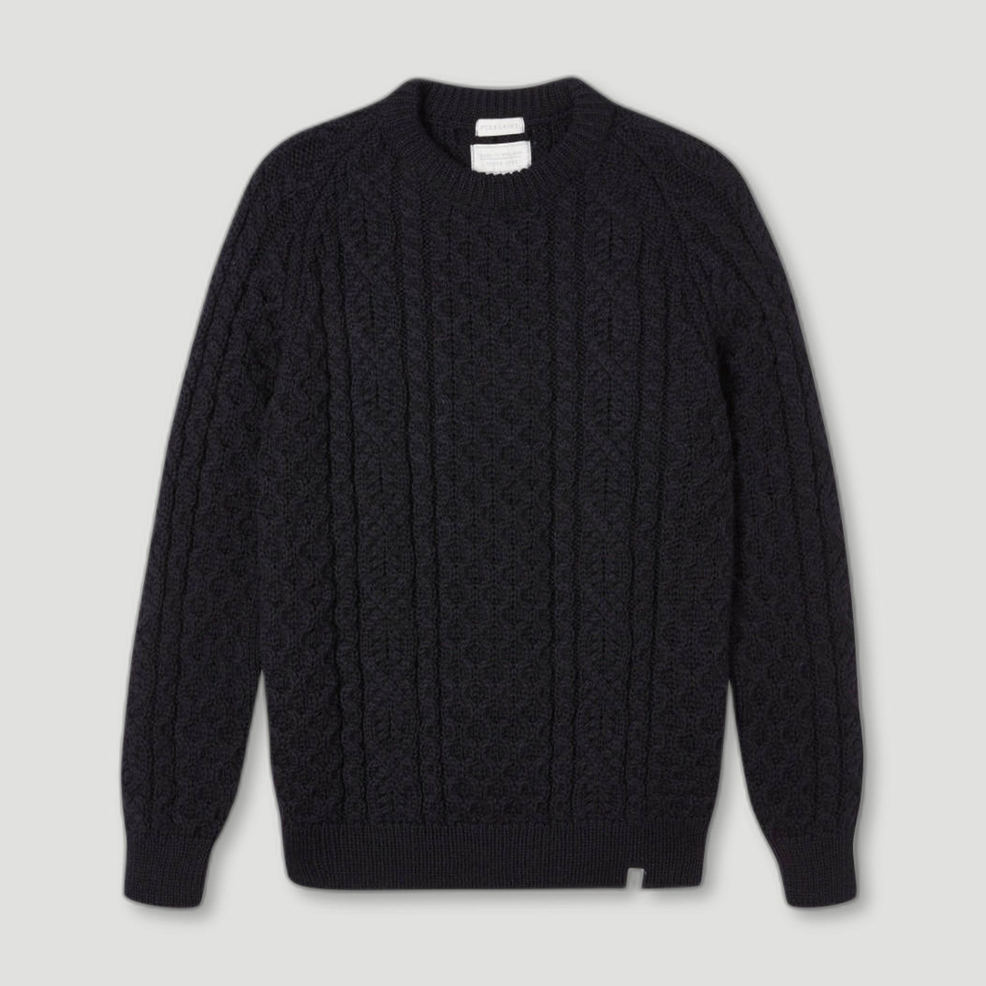 Men's Navy Hudson Aran Jumper from Peregrine Clothing - British Made Clothing