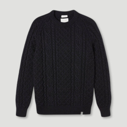 Men's Navy Hudson Aran Jumper from Peregrine Clothing - British Made Clothing