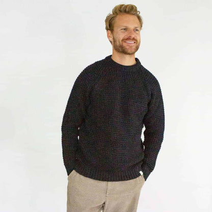 Men's Navy Waffle Crew Neck Jumper