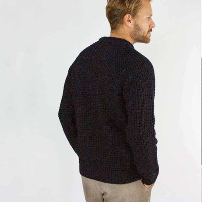 Men's Navy Waffle Crew Neck Jumper