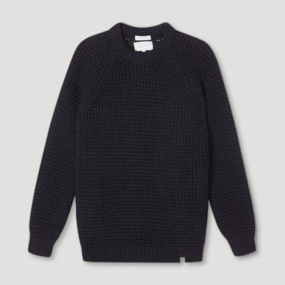 Men's Navy Waffle Crew Neck Jumper from Peregrine Clothing - British Made Clothing