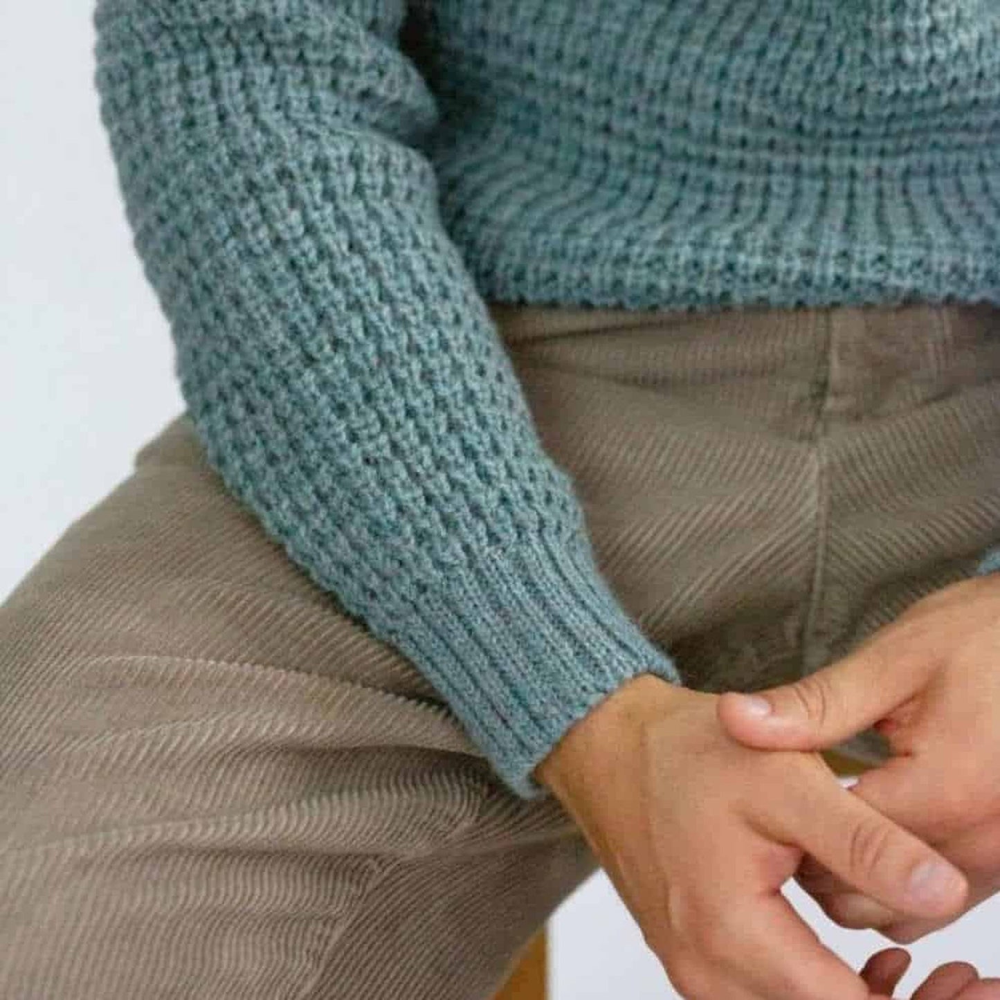 Men's Seafoam Waffle Crew Neck Jumper