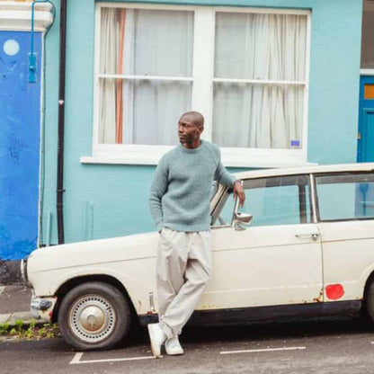 Men's Seafoam Waffle Crew Neck Jumper